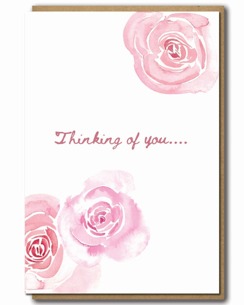Greeting Card Rose Thinking of You with a brown paper envelope