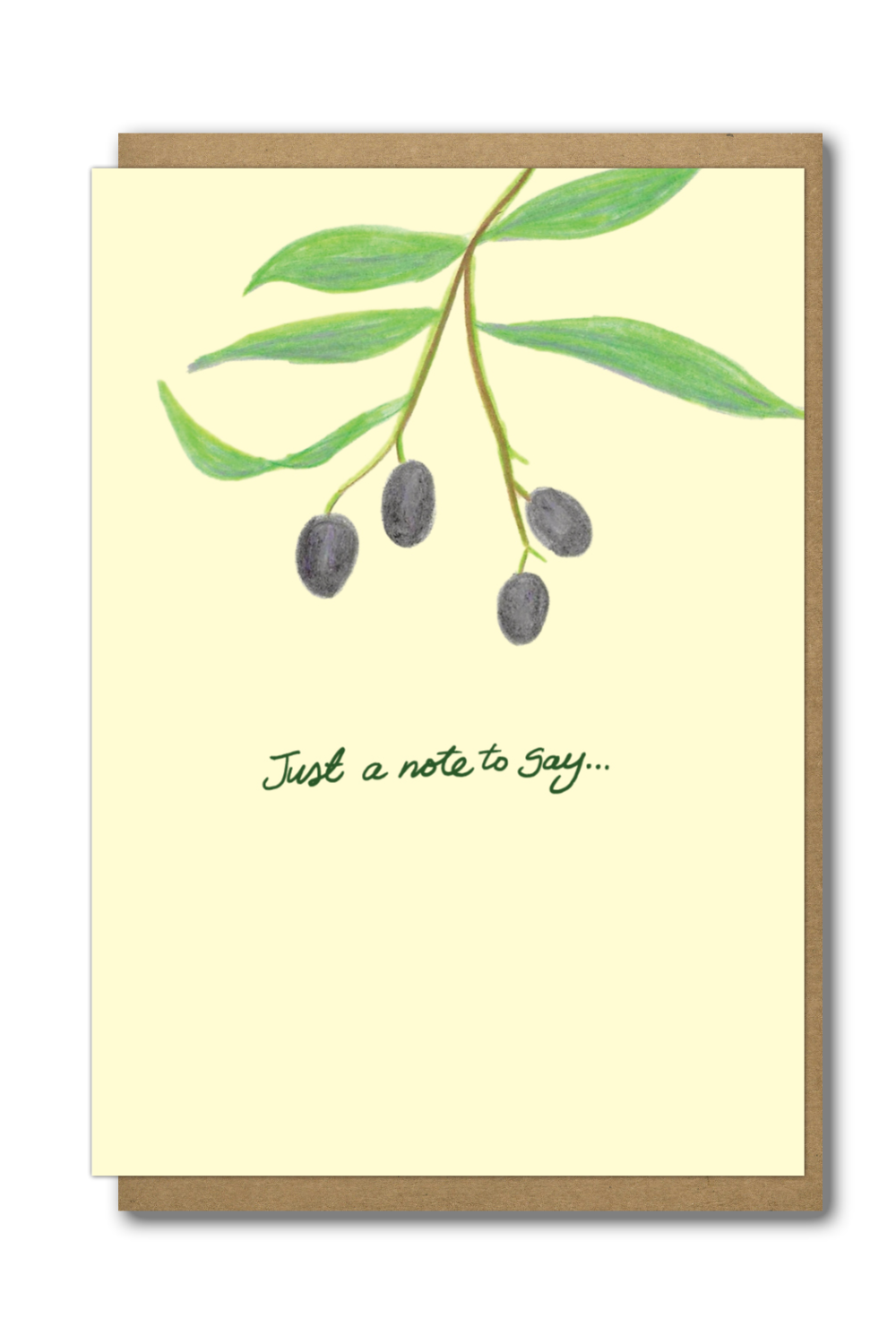 Greeting Card Olive Branch with a brown paper envelope