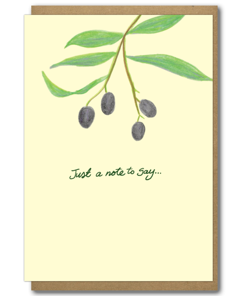Greeting Card Olive Branch with a brown paper envelope