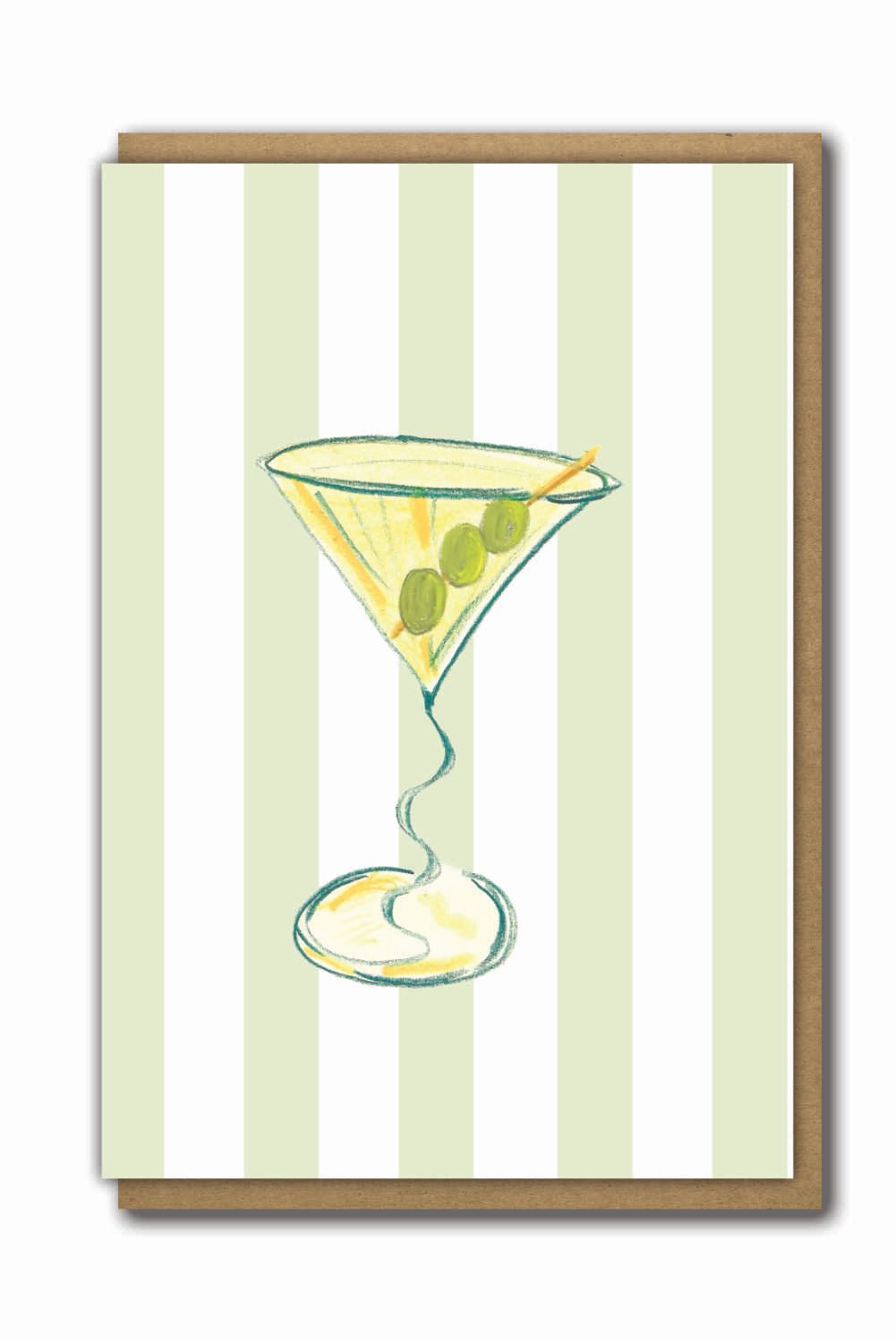 Greeting Cards Drinks Olive Martini