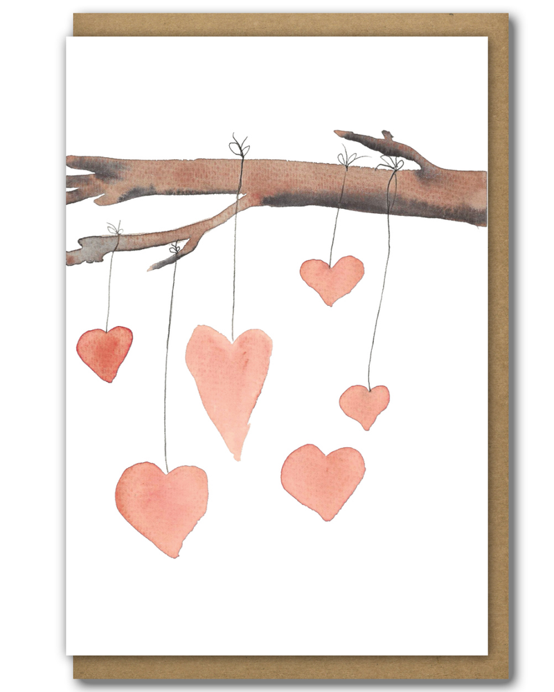 Greeting Card Branch Hearts