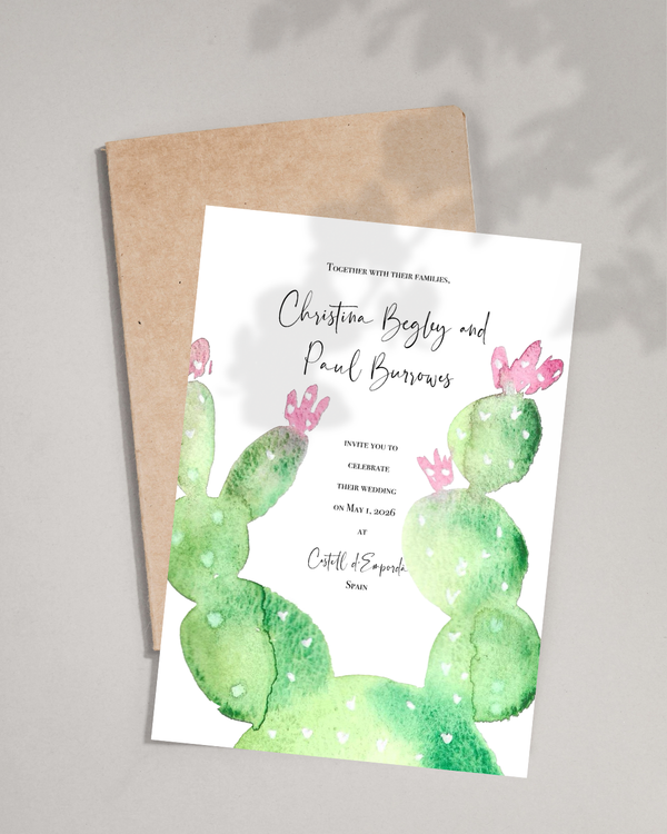 Watercolour cactus invitation