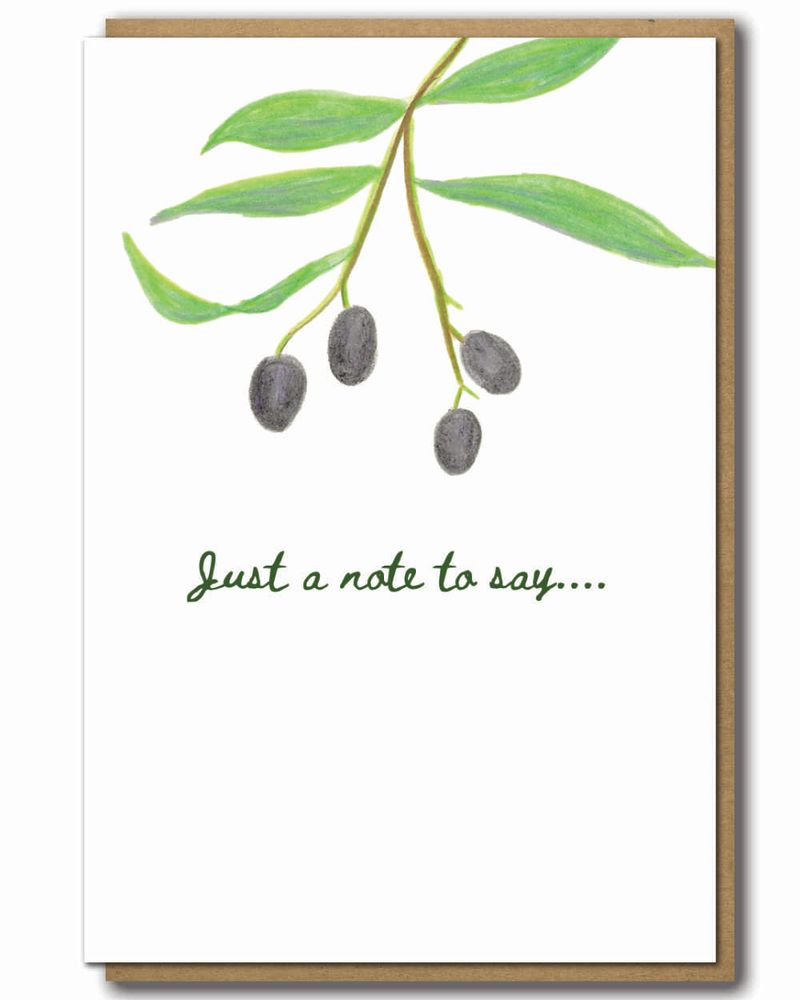 Greeting Card Olive Branch with a brown paper envelope