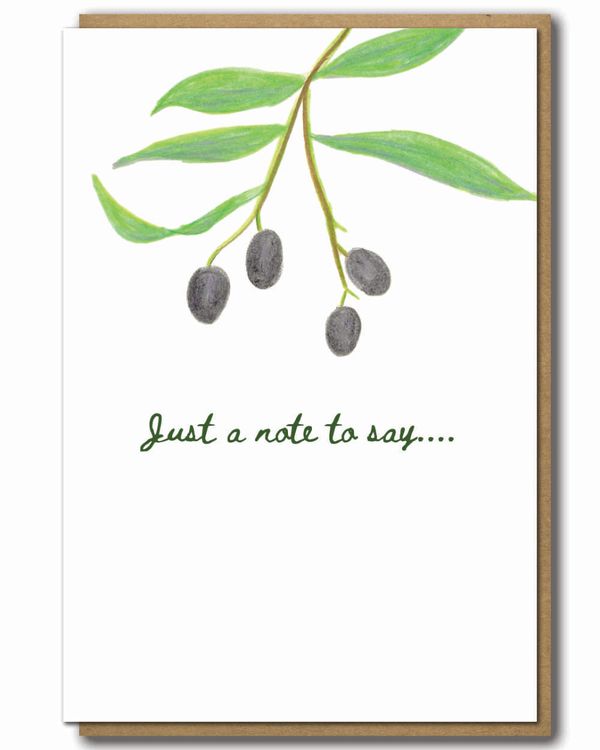 Greeting Card Olive Branch with a brown paper envelope