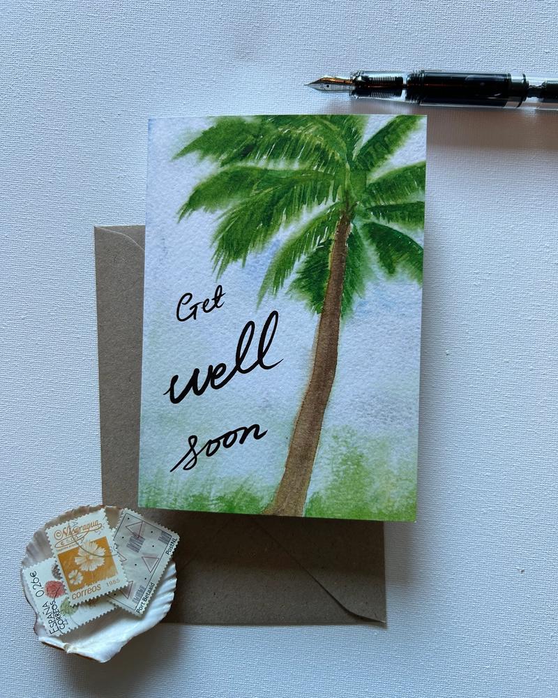 Greeting Card Get Well Soon Palm Tree