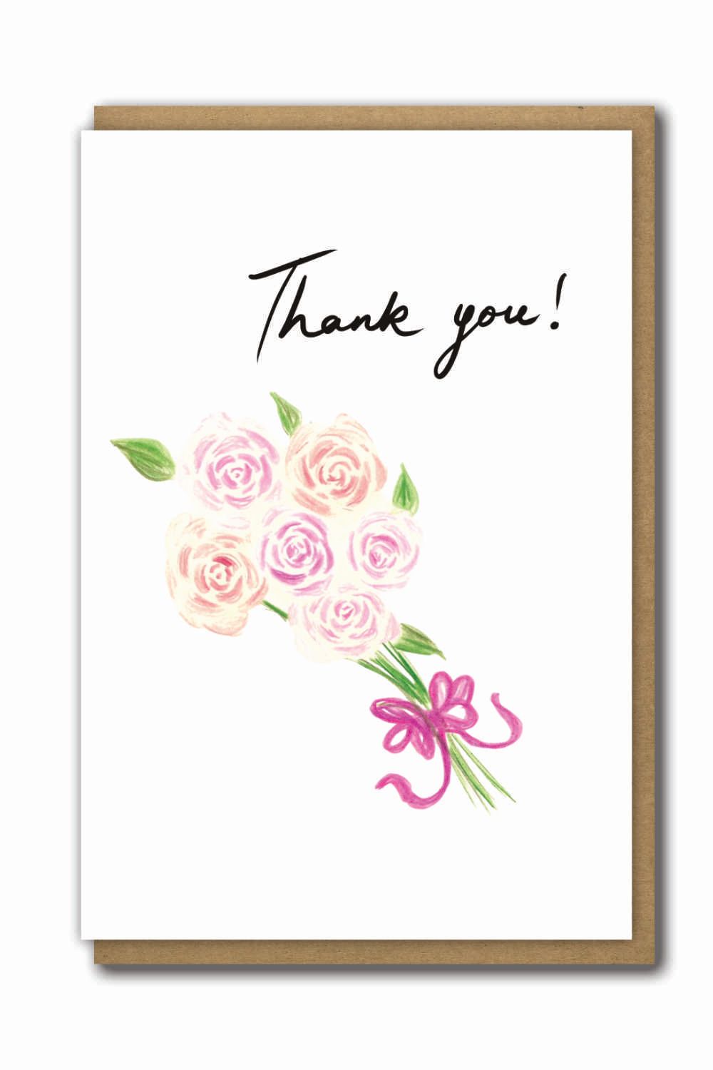 Greeting Cards Thank You Pink Posy
