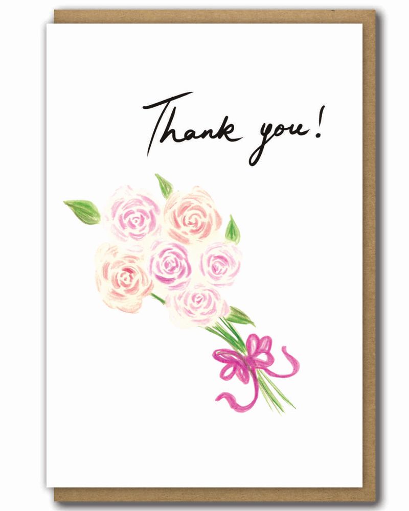 Greeting Cards Thank You Pink Posy