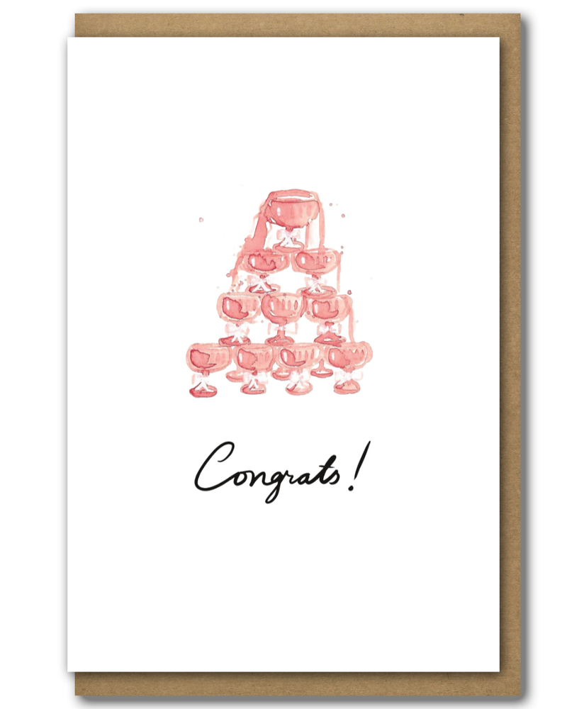 Greeting Card Pink Wine Tower