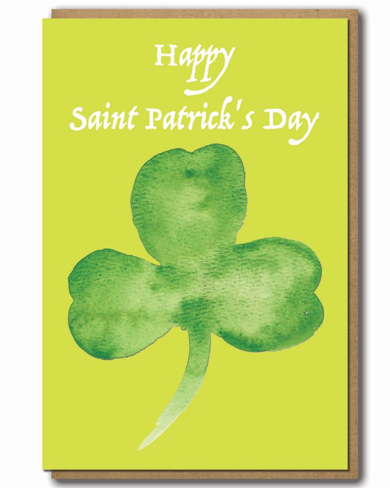 Greeting Card St Patrick's Day with a brown paper envelope