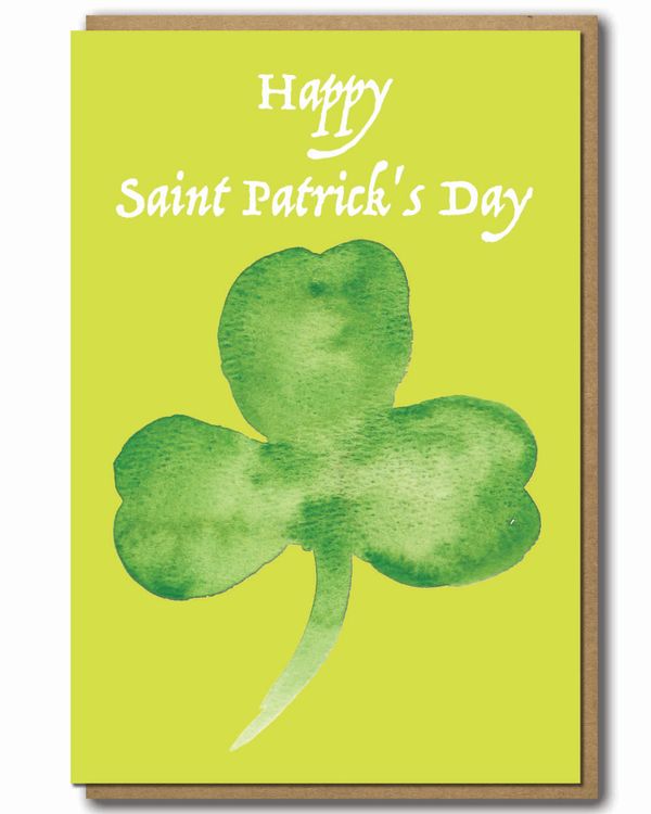 Greeting Card St Patrick's Day with a brown paper envelope