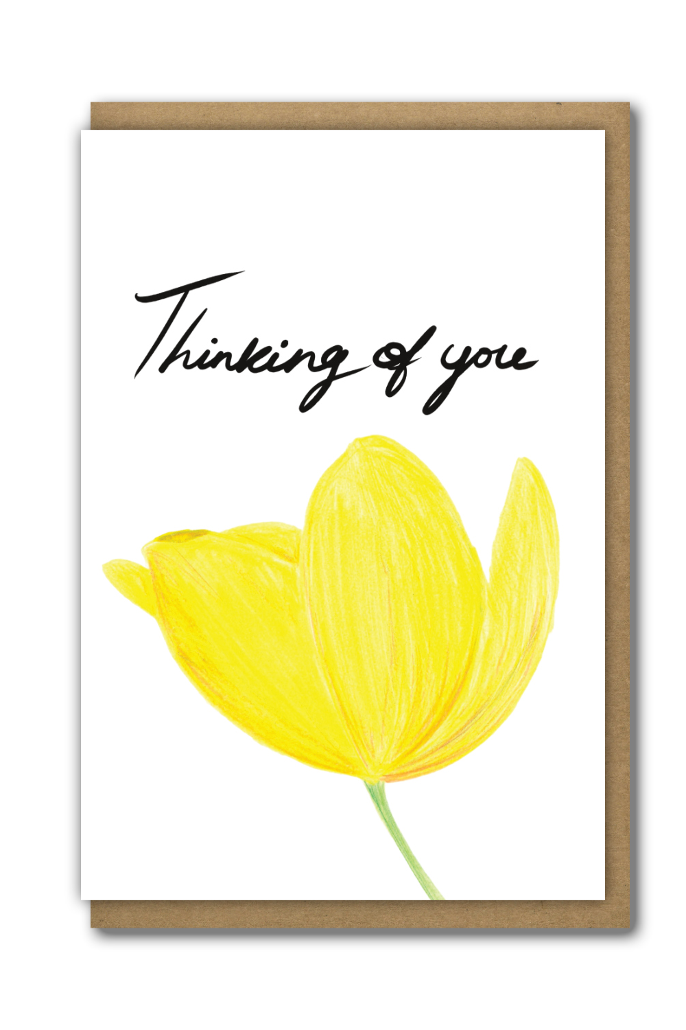 Greeting Card Thinking of You Yellow Tulip