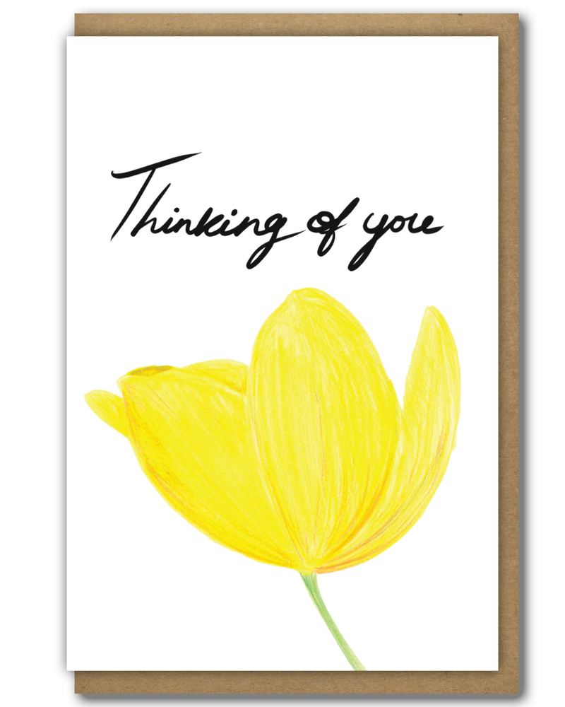 Greeting Card Thinking of You Yellow Tulip
