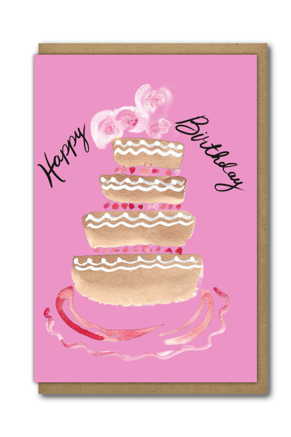 Greeting Card Pink Birthday Cake