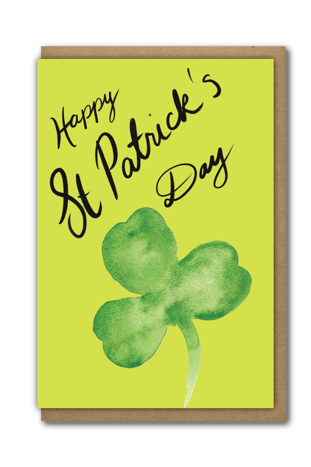 Greeting Card St Patrick's Day with a brown paper envelope