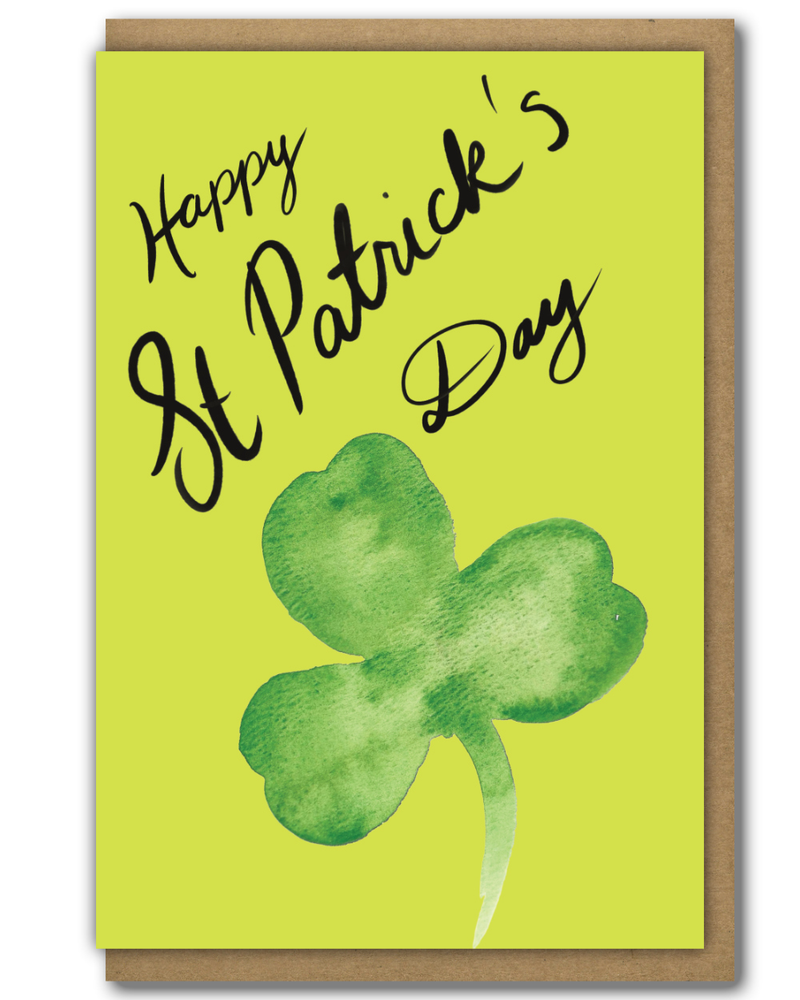 Greeting Card St Patrick's Day with a brown paper envelope