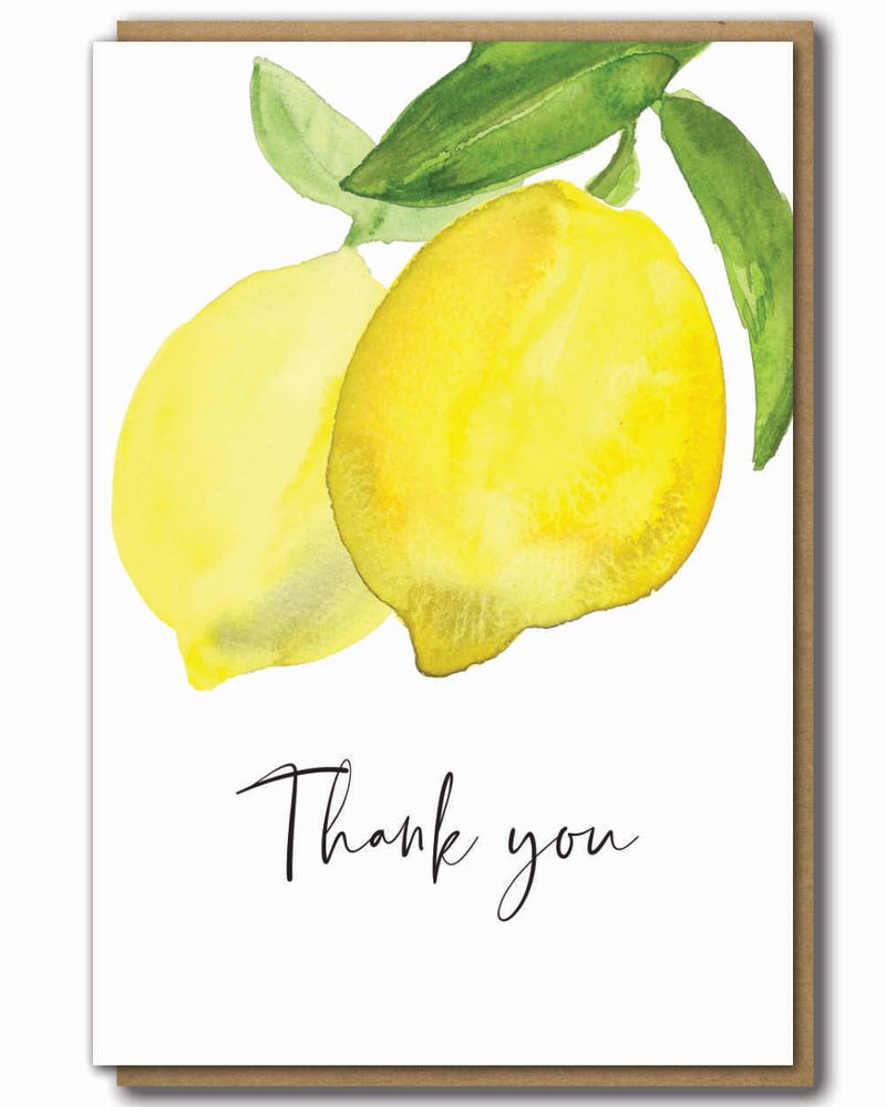 Greeting Card Thank You Lemons with a brown paper envelope