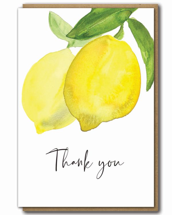 Greeting Card Thank You Lemons with a brown paper envelope