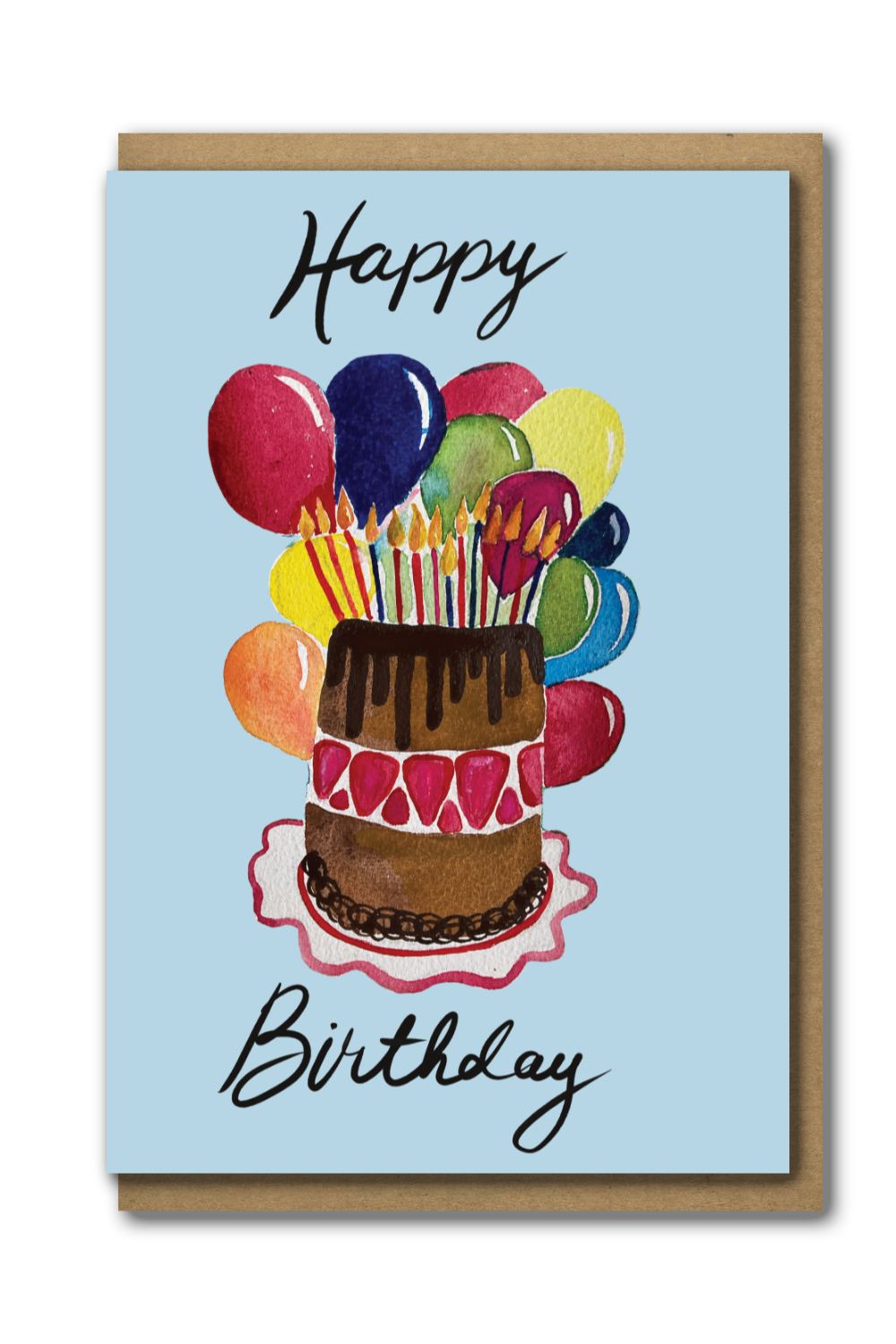 Greeting Card Birthday Cake in Blue 