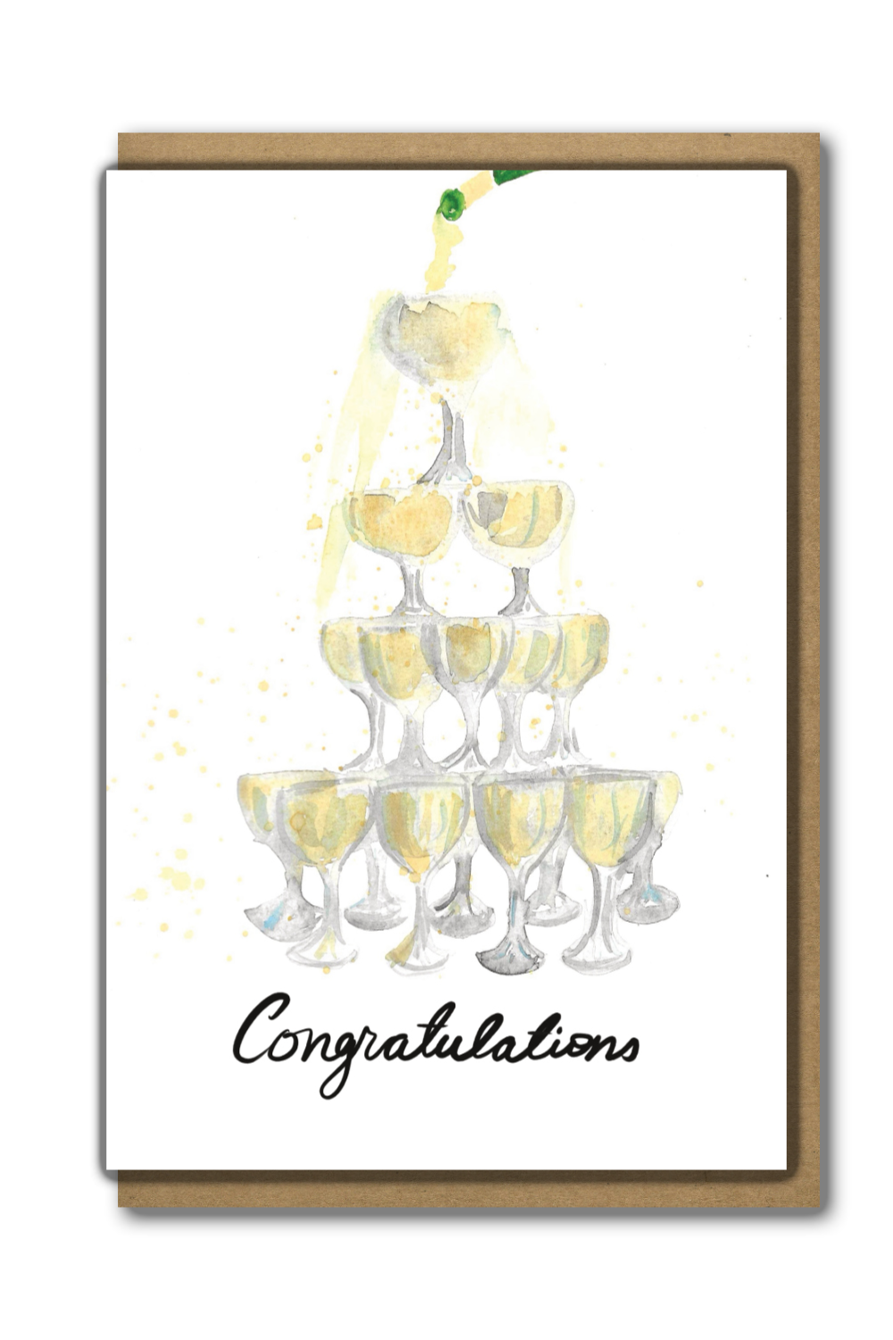 Greeting Card Congratulations Wine Tower with a brown paper envelope
