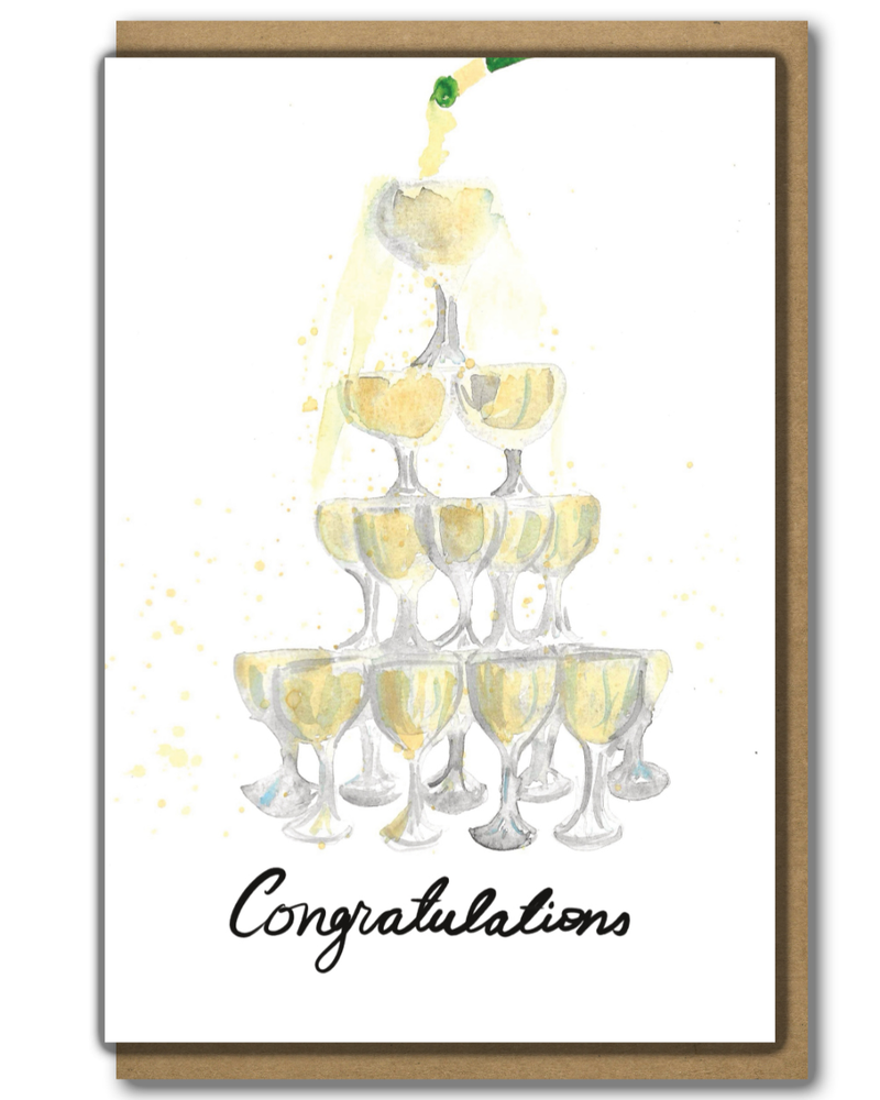 Greeting Card Congratulations Wine Tower with a brown paper envelope