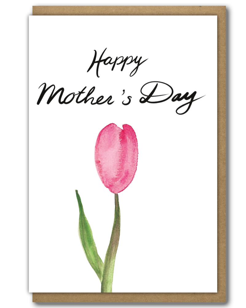 Greeting Card Mothers Day Pink Tulip