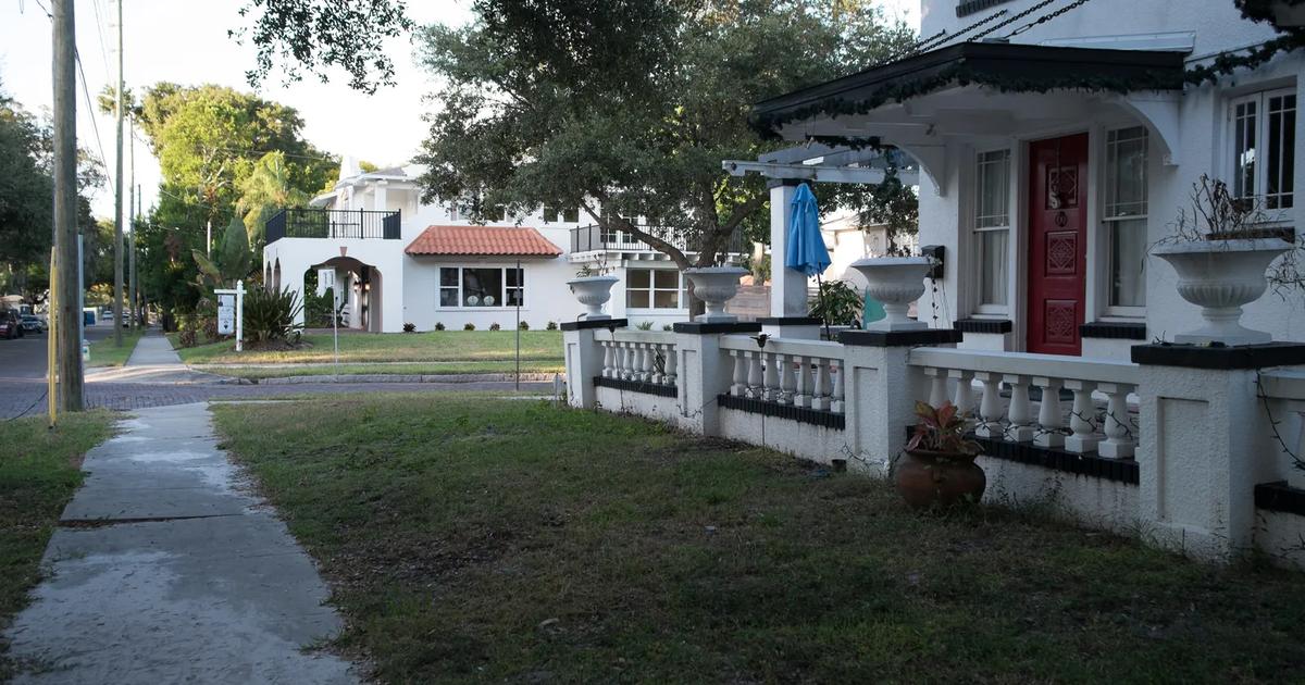 Historic homes along a residential street in Old Northeast, St. Petersburg, Pinellas County, Florida