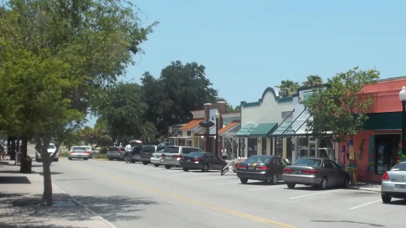 Downtown Dunedin storefronts along the main street