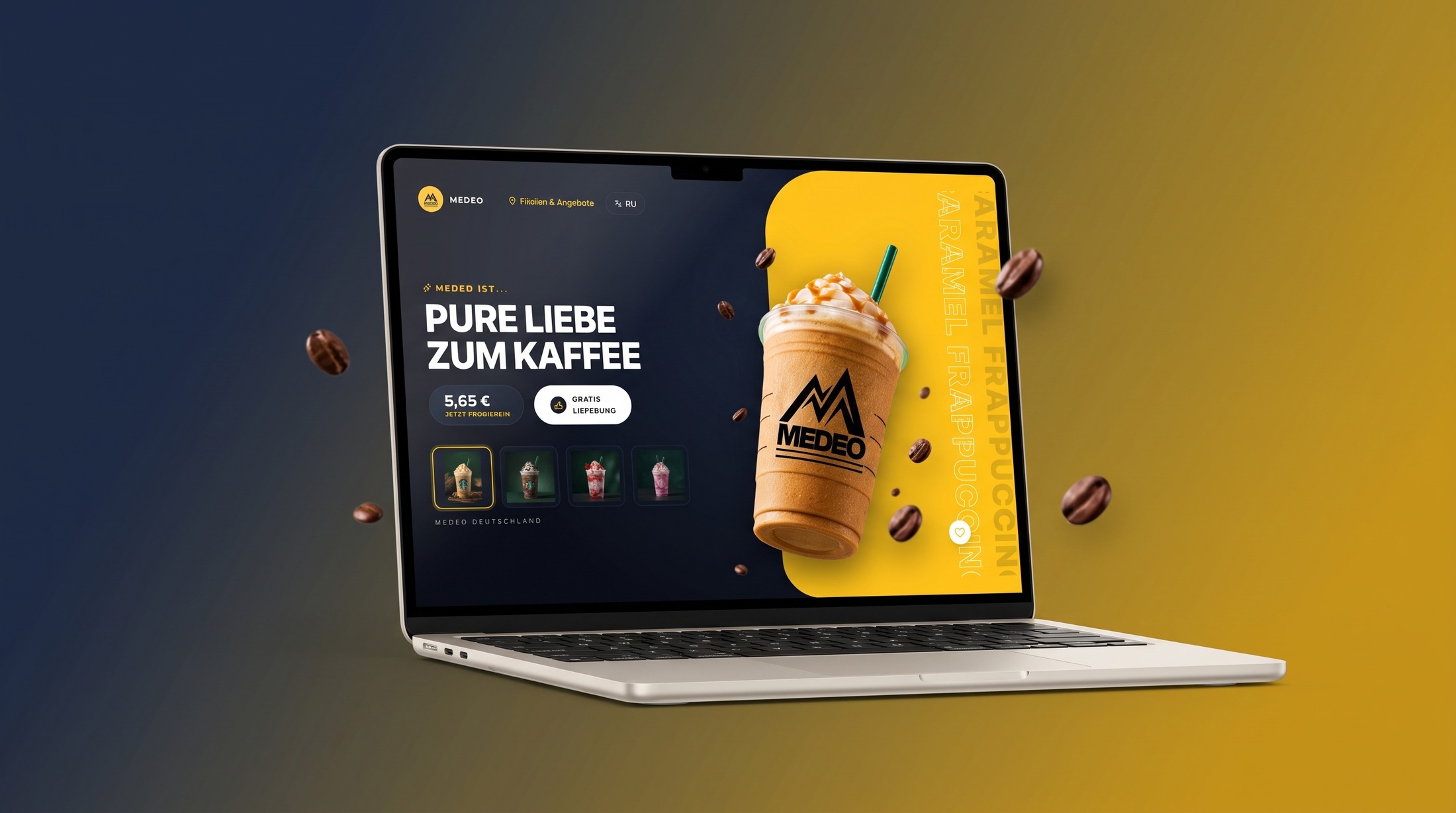 Medeo – Премиальная доставка кофе и фраппучино Desktop Ansicht