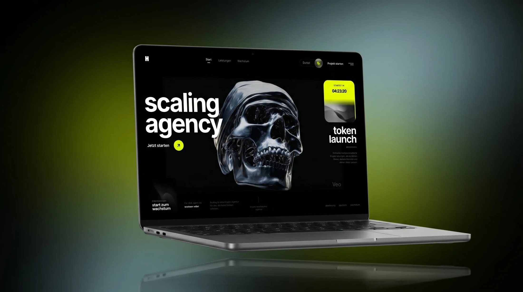 Scaling Agency – Krypto-Wachstumsplattform Desktop Ansicht