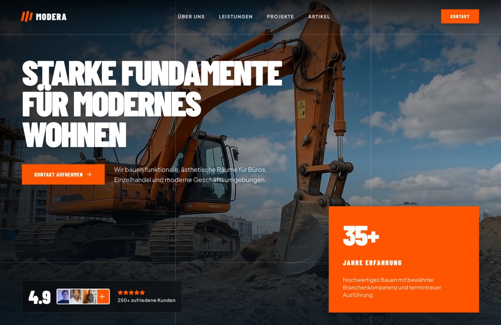 Modera – Лендинг строительной компании