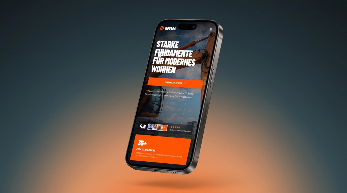 Modera – Лендинг строительной компании Mobile Ansicht