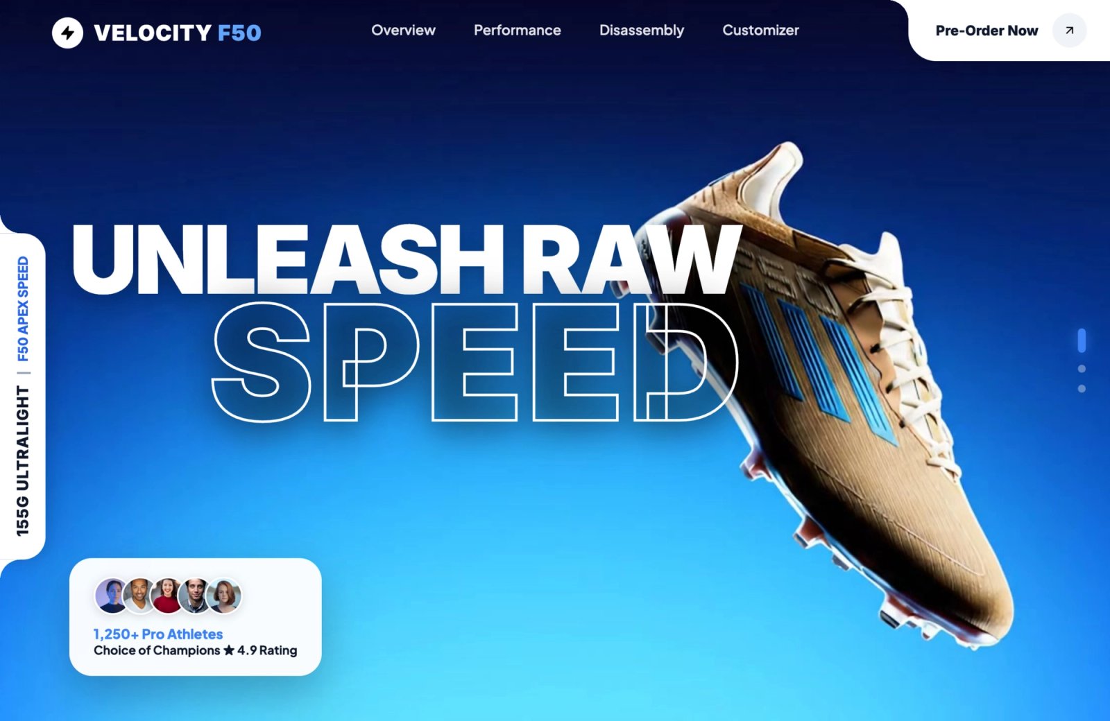 Velocity F50 – Витрина футбольных бутс