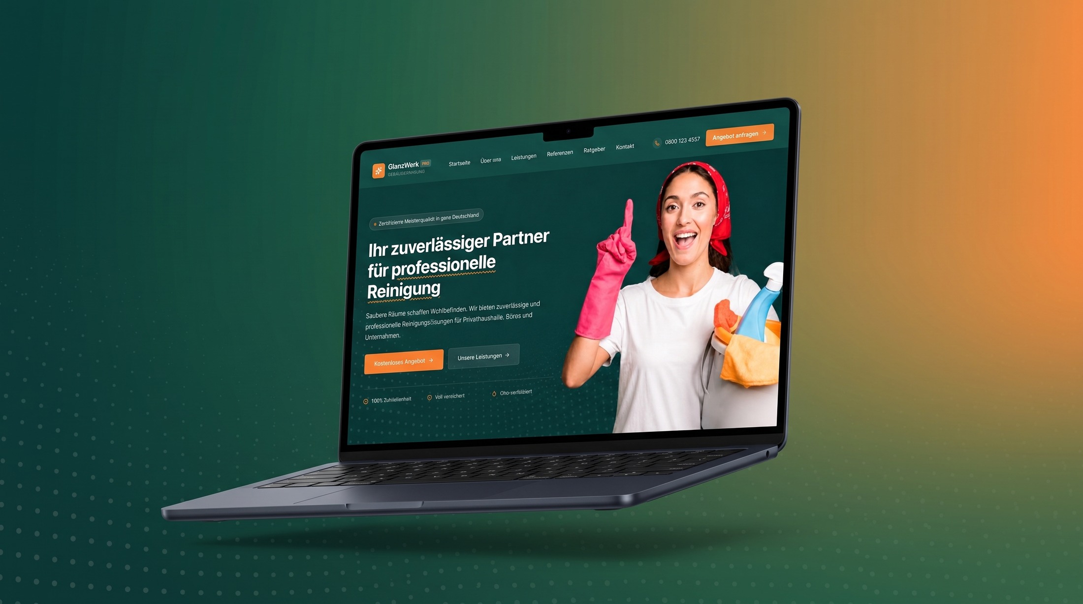 GlanzWerk PRO – Gebäudereinigung Desktop Ansicht
