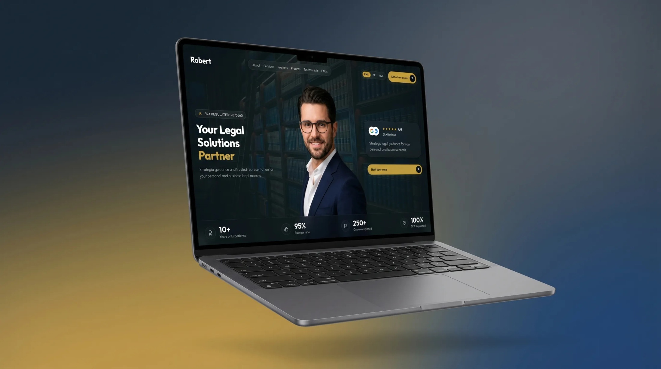Роберт – Премиальный сайт адвоката Desktop Ansicht