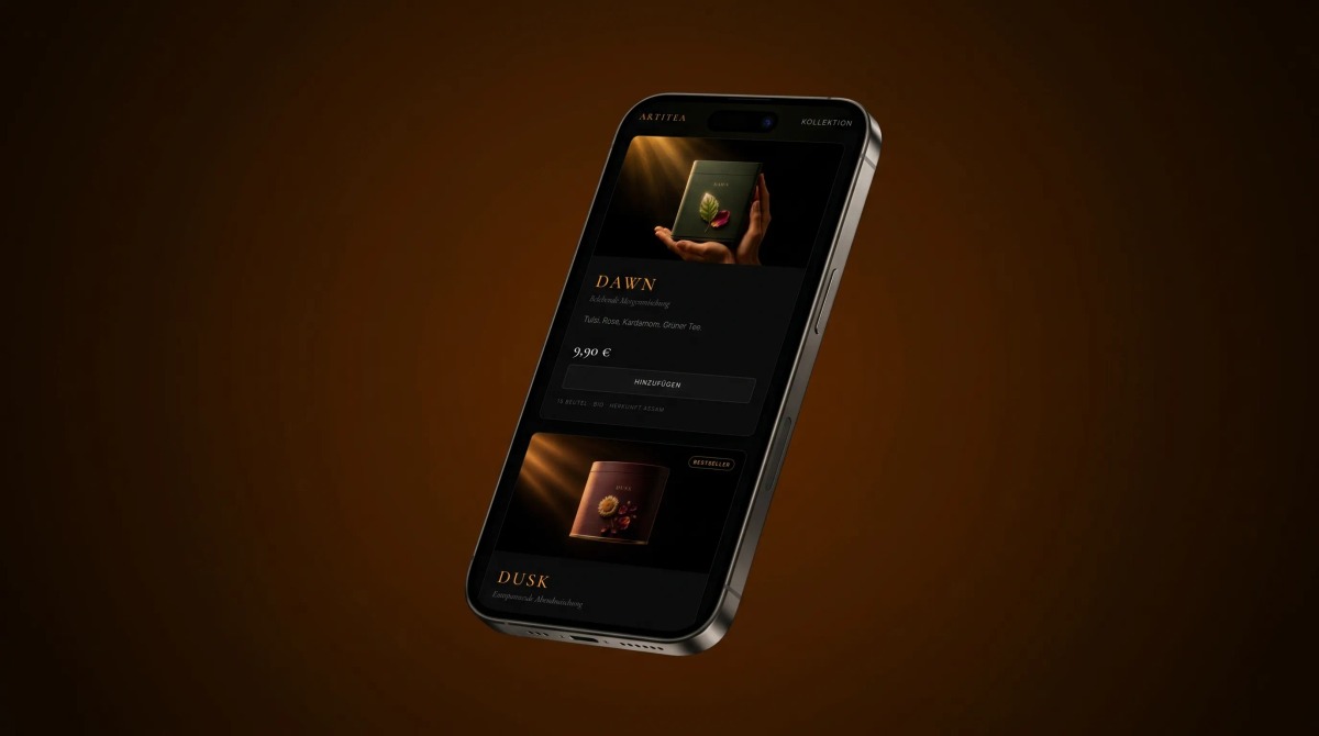 ARTITEA – Premium-Tee-Website Mobile Ansicht