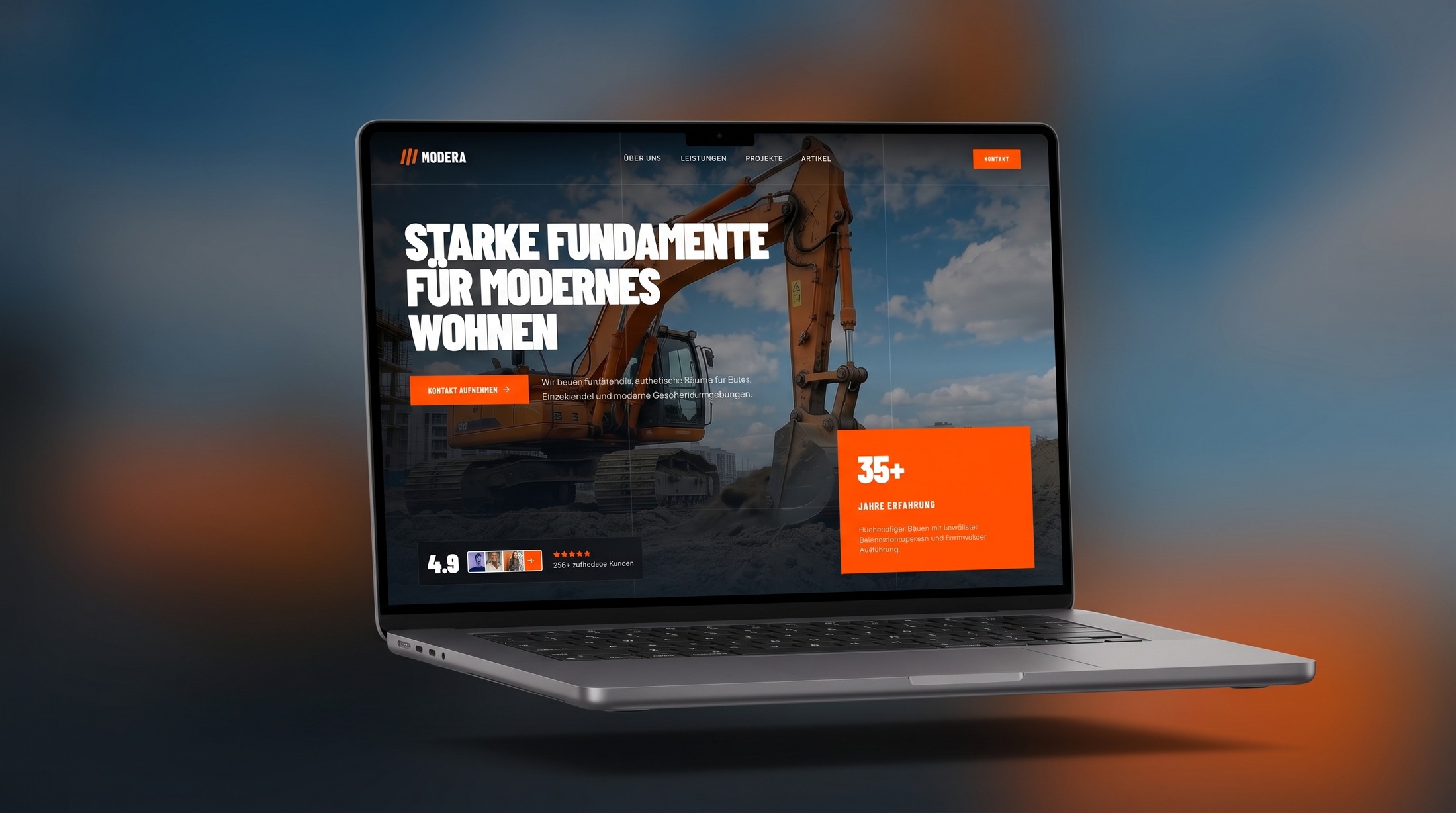 Modera – Лендинг строительной компании Desktop Ansicht
