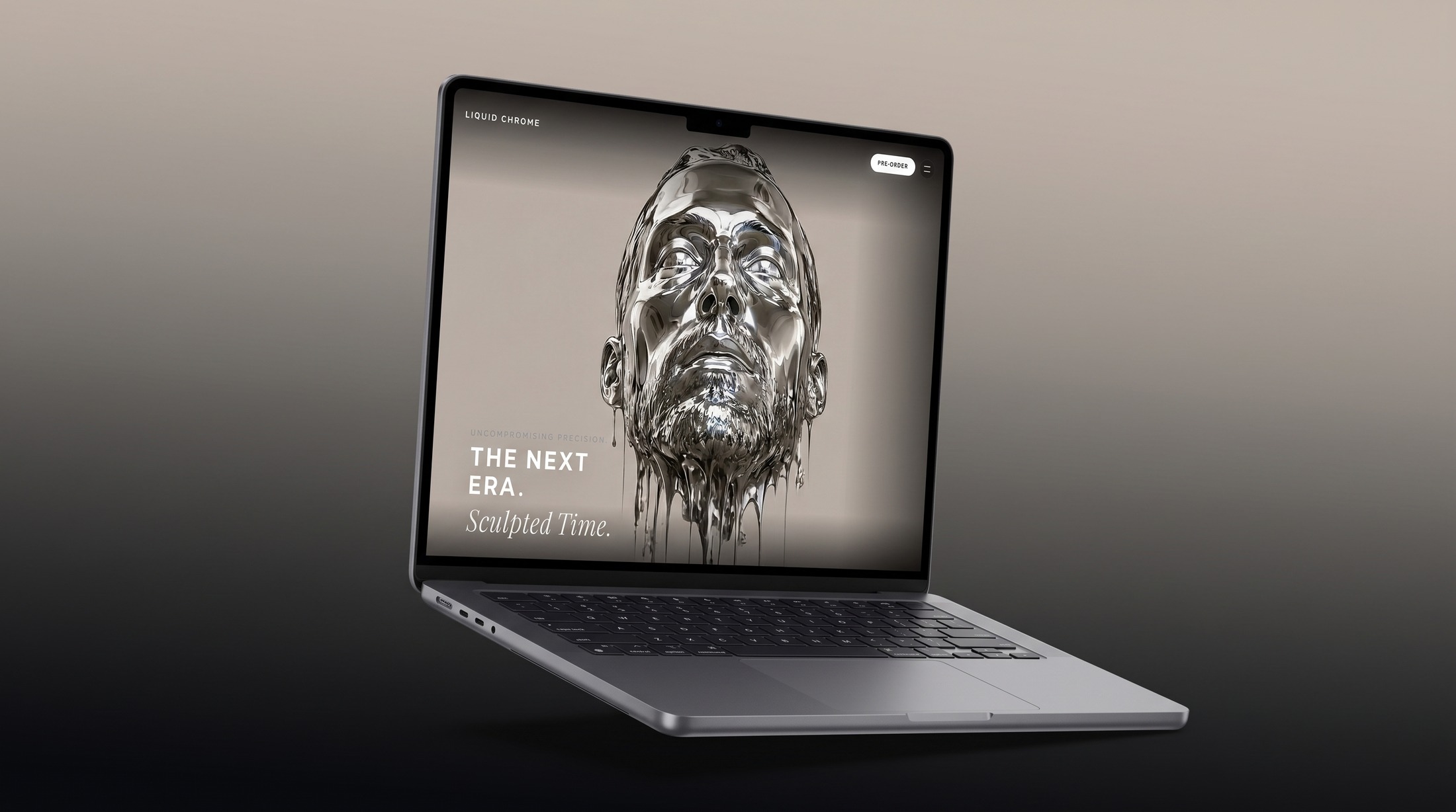 Liquid Chrome – Kinetisches 3D-Showcase Desktop Ansicht