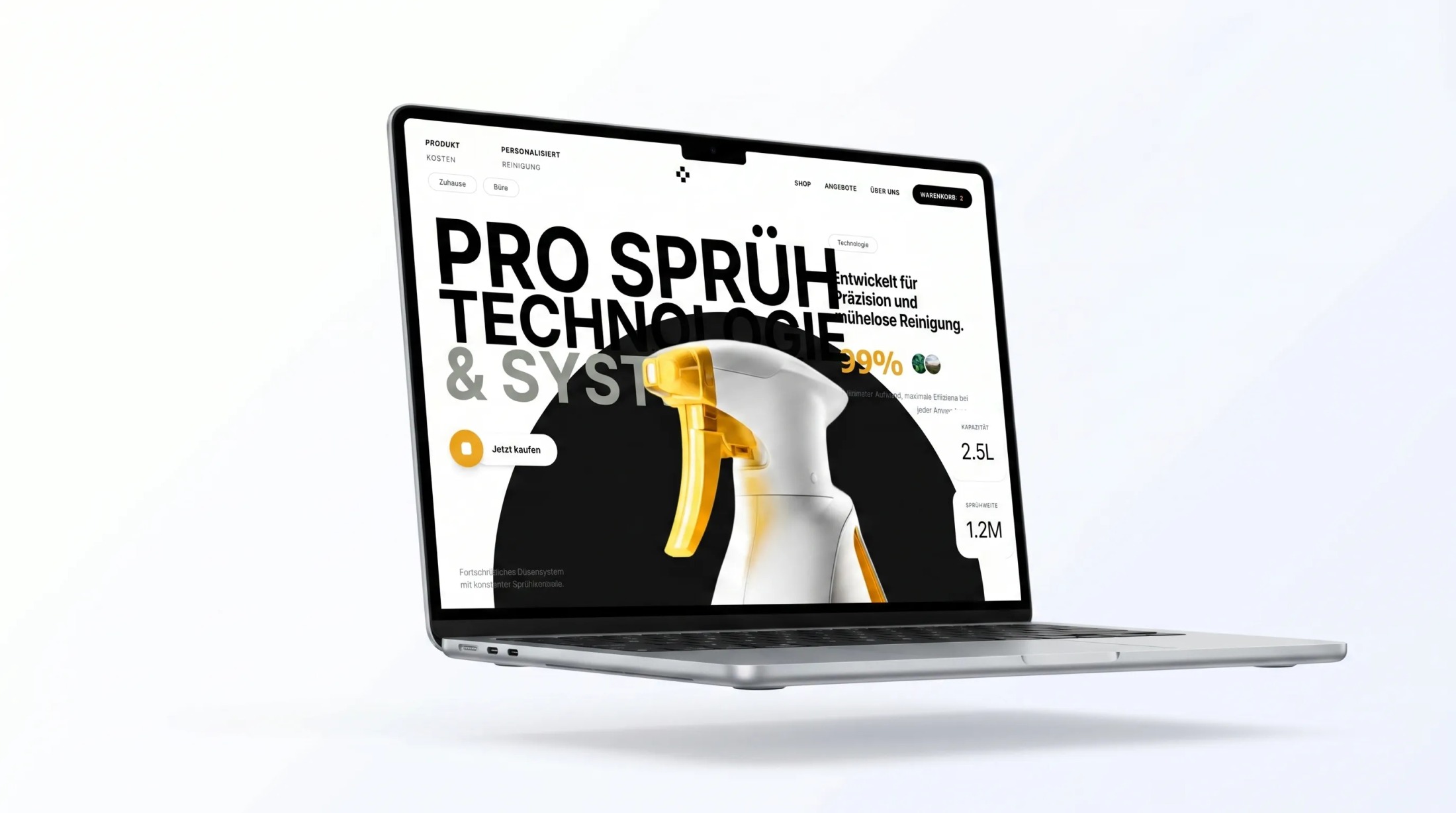 WasserSpray – Produkt-Landing-Page Konzept Desktop Ansicht