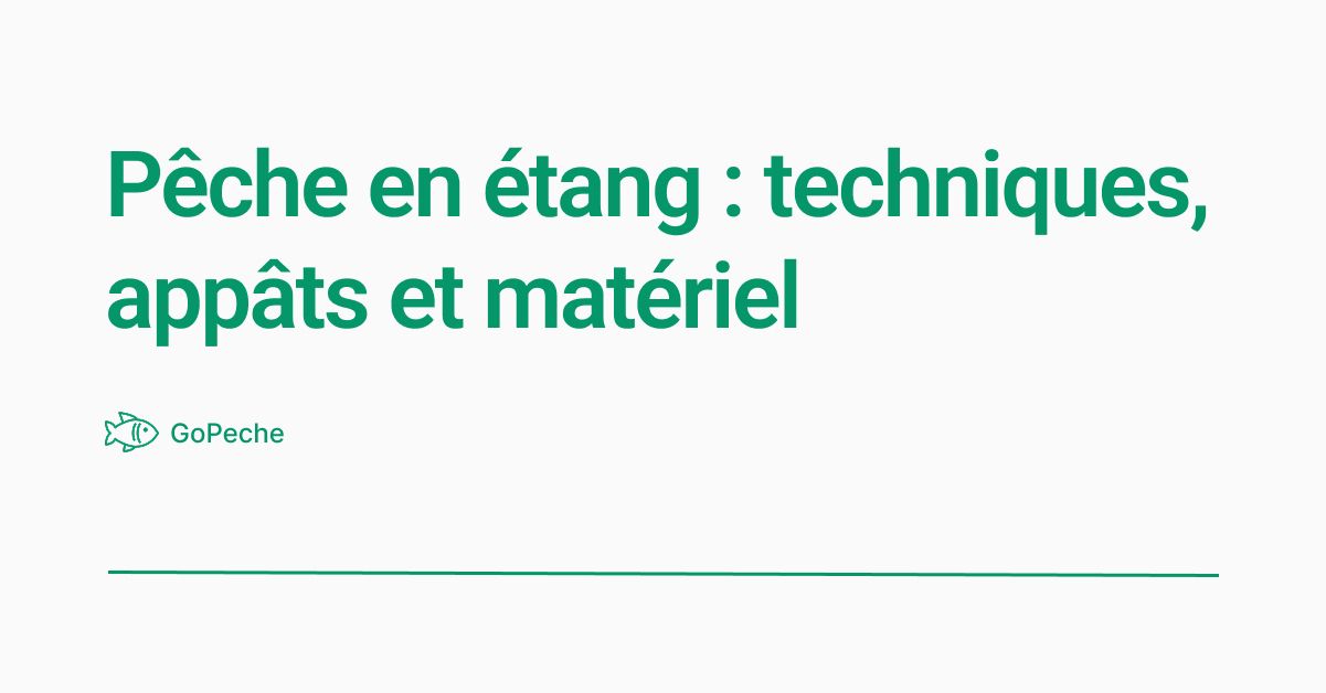 Pêche en étang : techniques, appâts et matériel