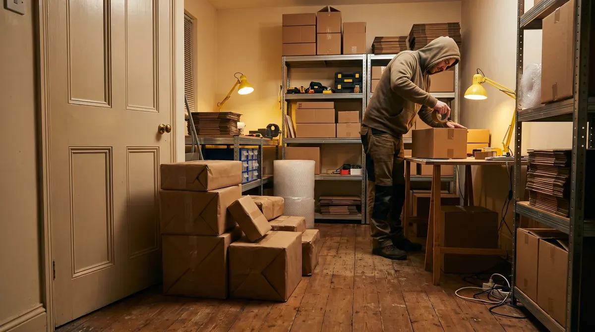 Packing and labelling orders from an online shop