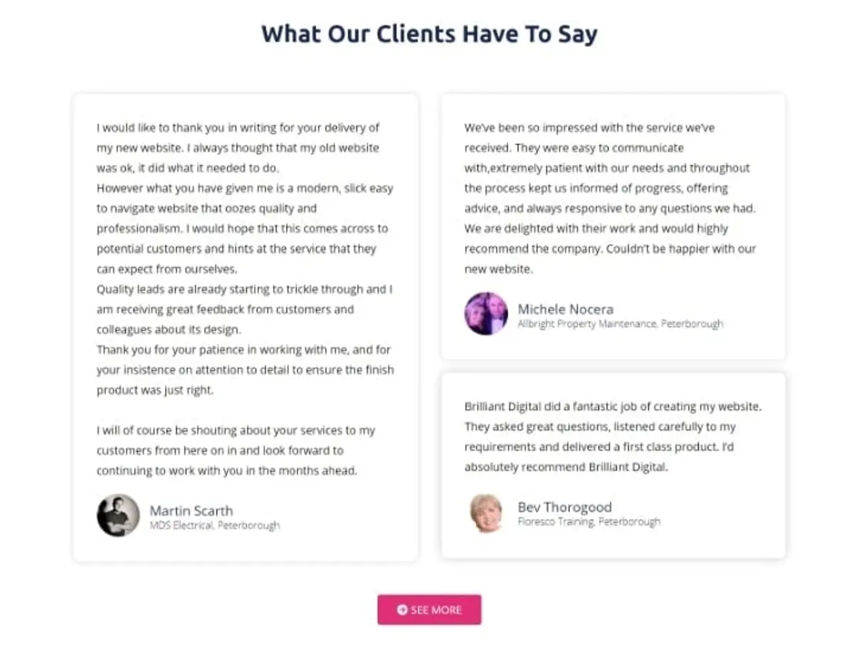 testimonials from happy customers is a brilliant way of showing your audience