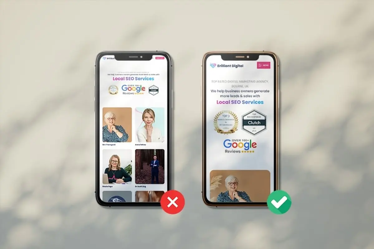 two examples of website responsiveness