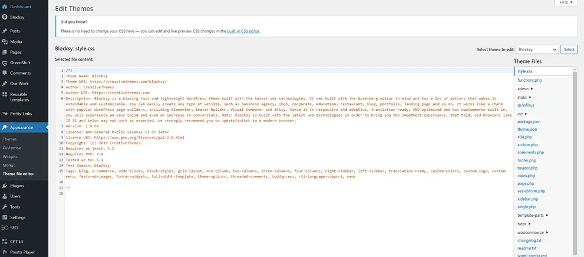 improve wordpress security by disableing the file editor inside the wp config