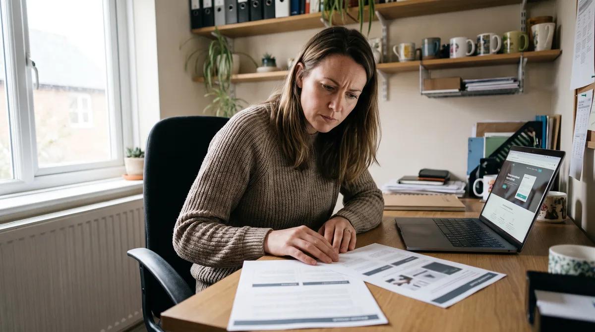 Business owner comparing two web design proposals before choosing a web designer