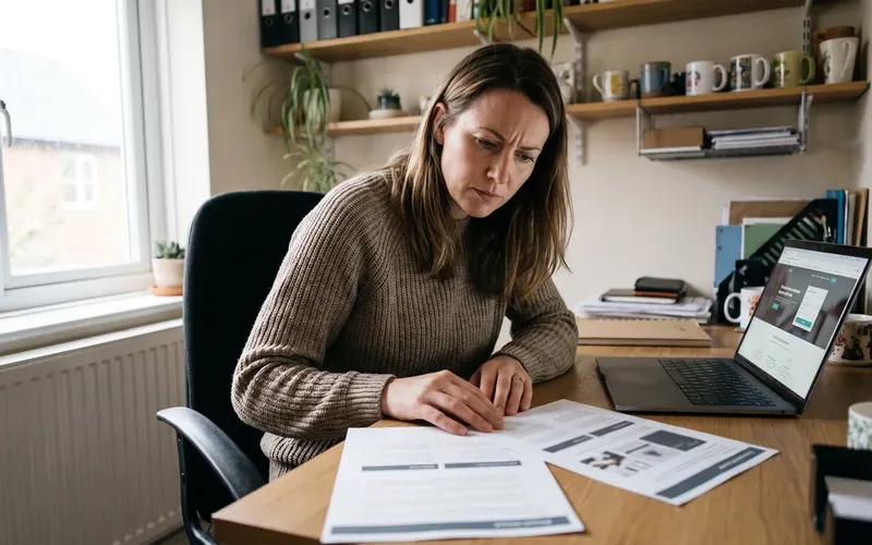 Business owner comparing two web design proposals before choosing a web designer