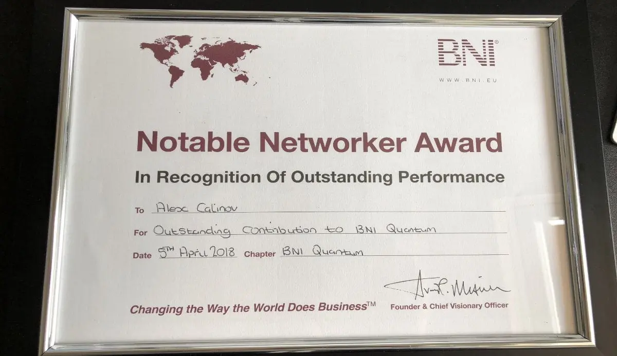 brilliant digital web design agency peterborough bni notable networker award