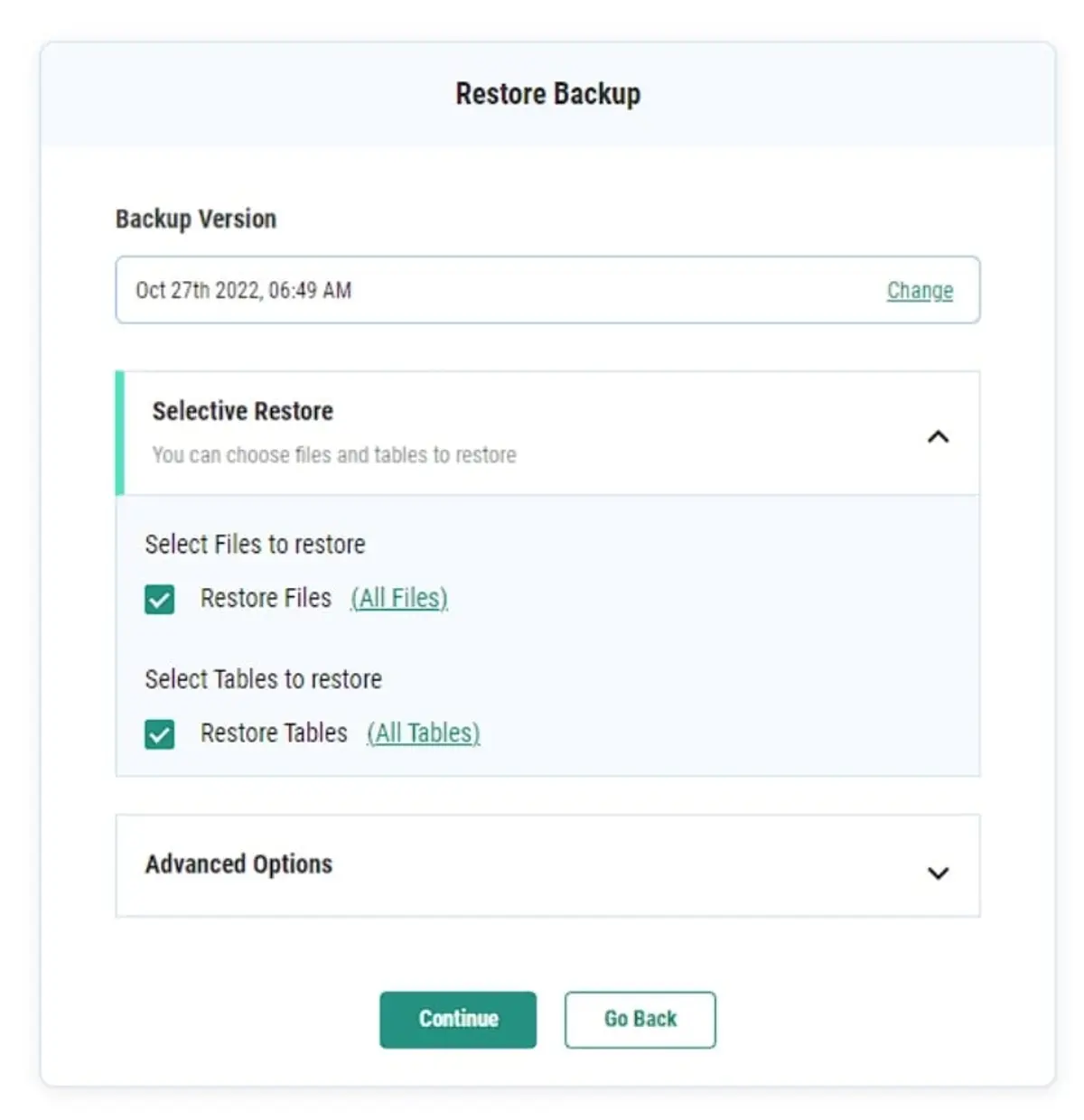 how to restore a wordpress website backup