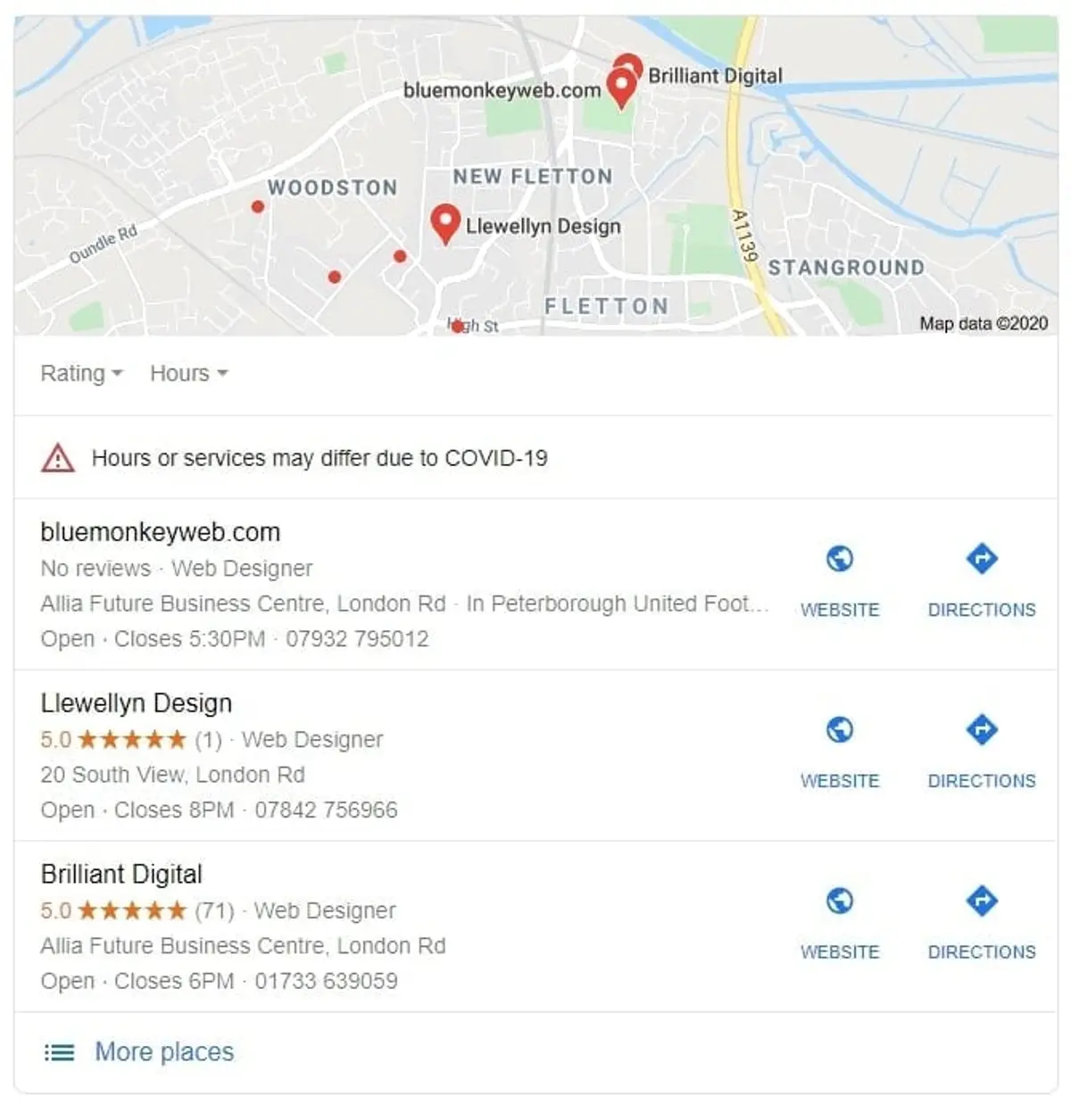 Google Search Results google my business location