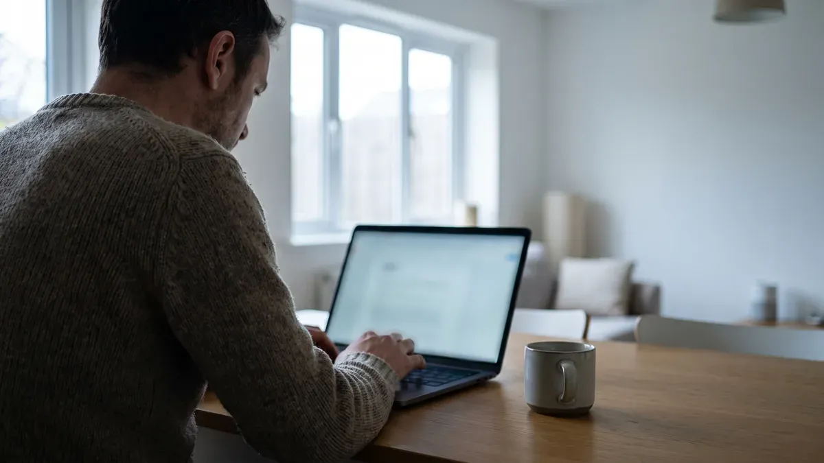 Small business owner writing the announcement email for a new website