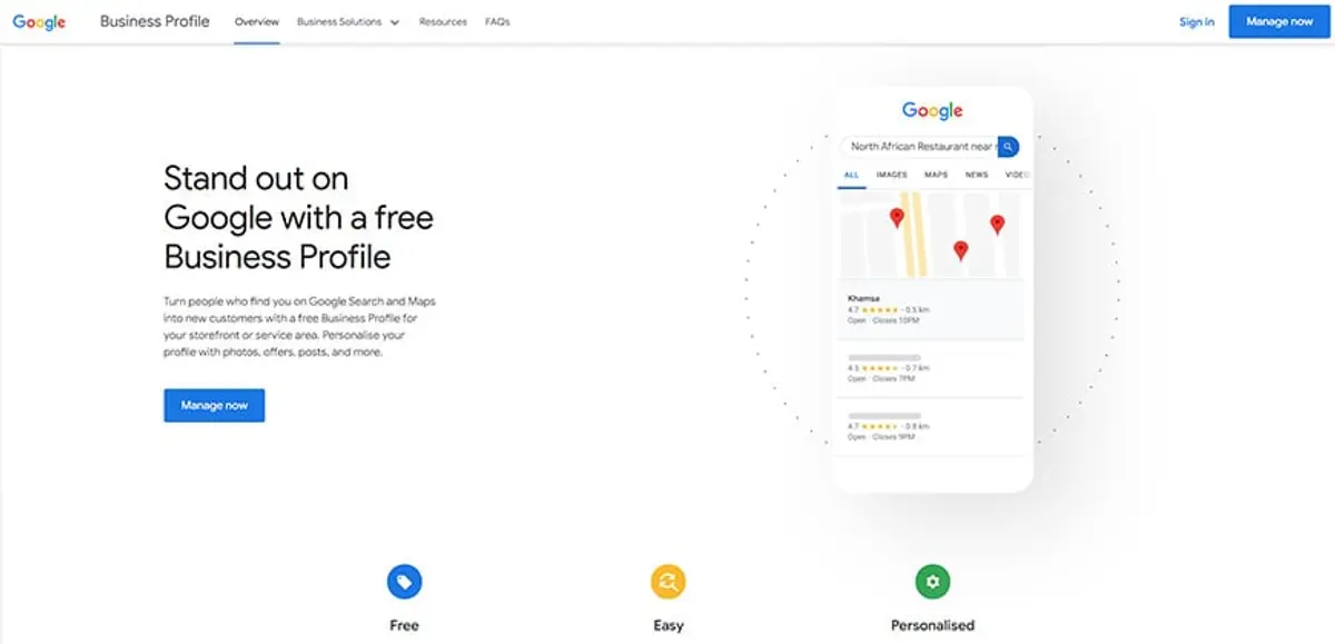 a screenshot showing google business profile